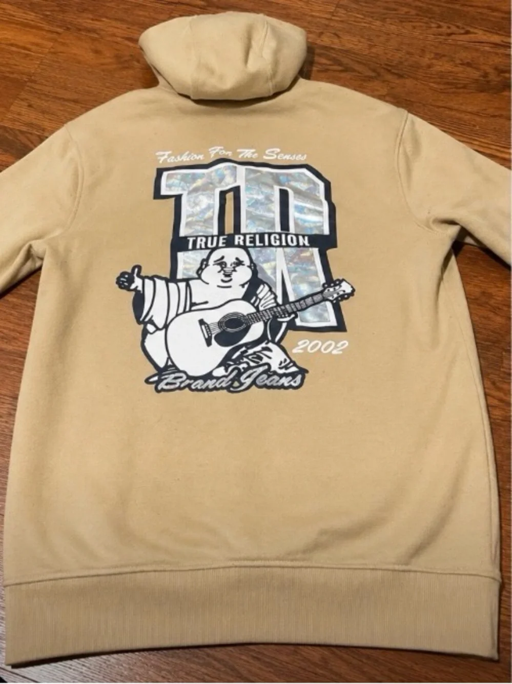 True Religion Tan Zip-Up Hoodie with Chest Logo